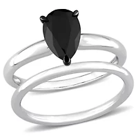 1 ct. t.w. Black Diamond Engagement Ring Set 14K Gold with Rhodium Plated