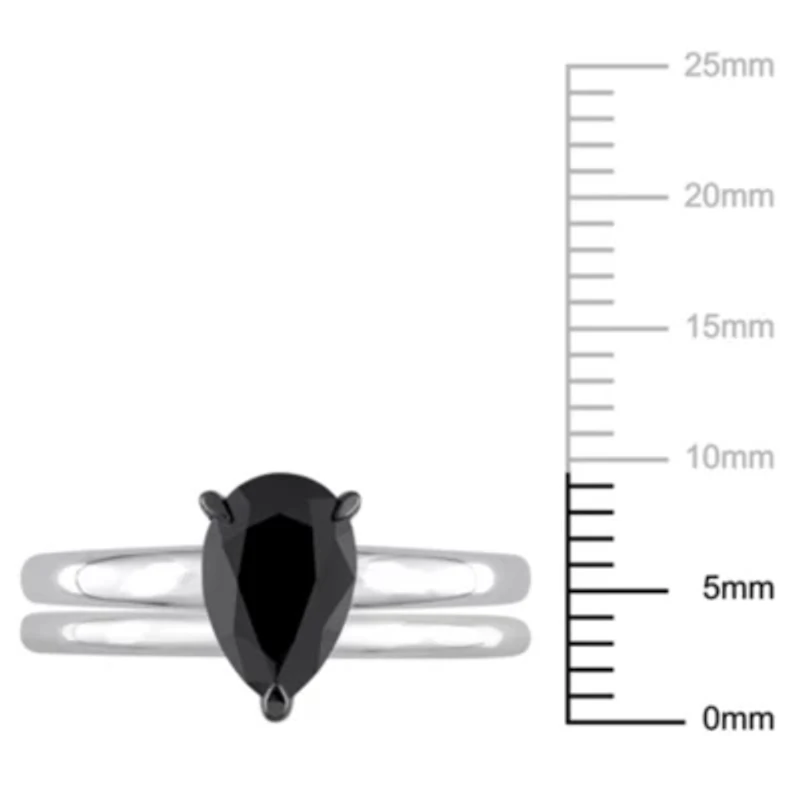 1 ct. t.w. Black Diamond Engagement Ring Set 14K Gold with Rhodium Plated