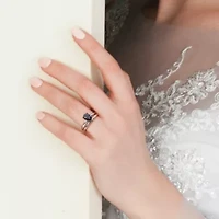 1 ct. t.w. Black Diamond Engagement Ring Set 14K Gold with Rhodium Plated