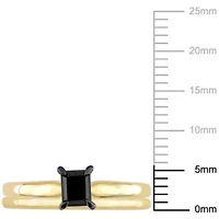 1/2 ct. t.w. Black Diamond Engagement Ring Set 14K Yellow Gold with Rhodium Plated