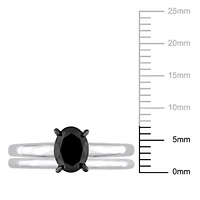 1 ct. t.w. Black Diamond Solitaire Bridal Ring Set 14K White Gold with Rhodium Plated