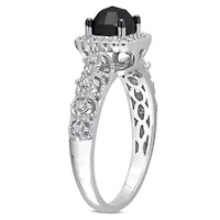 1.13 ct. t.w. Black and White Diamond Engagement Ring 14K Gold with Rhodium Plated