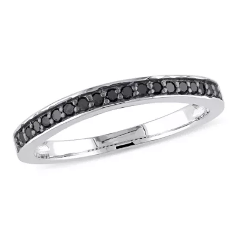 1/5 ct. t.w. Black Diamond Anniversary Band Sterling Silver with Rhodium Plated