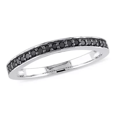 1/5 ct. t.w. Black Diamond Anniversary Band Sterling Silver with Rhodium Plated