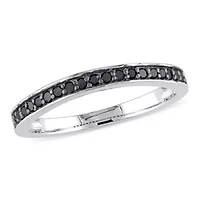 1/5 ct. t.w. Black Diamond Anniversary Band Sterling Silver with Rhodium Plated
