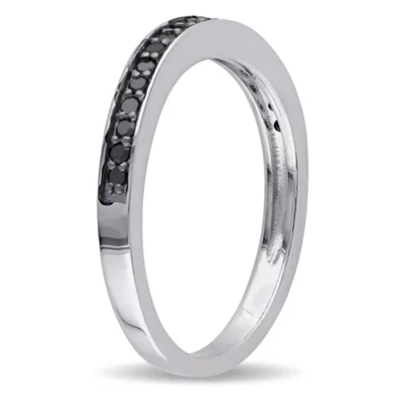 1/5 ct. t.w. Black Diamond Anniversary Band Sterling Silver with Rhodium Plated