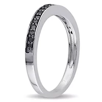 1/5 ct. t.w. Black Diamond Anniversary Band Sterling Silver with Rhodium Plated