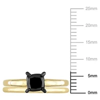 1 ct. t.w. Black Diamond Bridal Ring Set 14K Yellow Gold with Rhodium Plated
