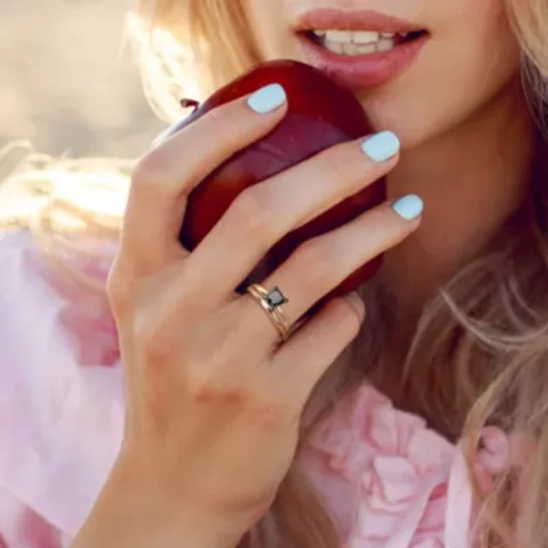 1 ct. t.w. Black Diamond Bridal Ring Set 14K Yellow Gold with Rhodium Plated