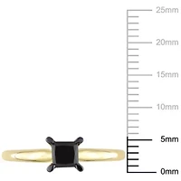 3/4 ct. t.w. Black Diamond Engagement Ring 14K Yellow Gold with Rhodium Plated