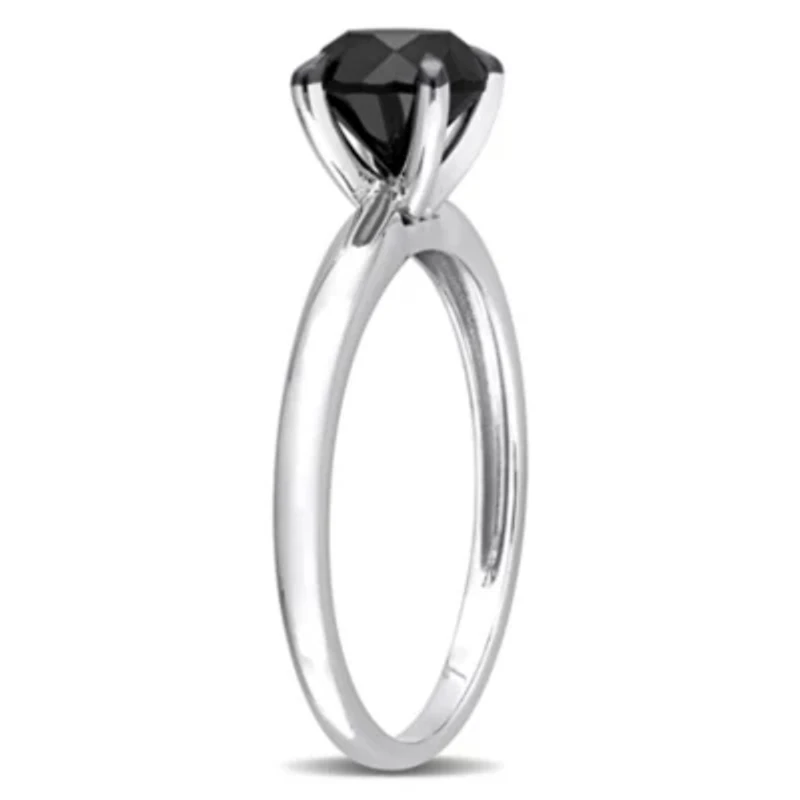1.5 ct. t.w. Black Diamond Solitaire Engagement Ring 14K White Gold with Rhodium Plated