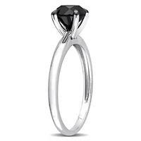 1.5 ct. t.w. Black Diamond Solitaire Engagement Ring 14K White Gold with Rhodium Plated