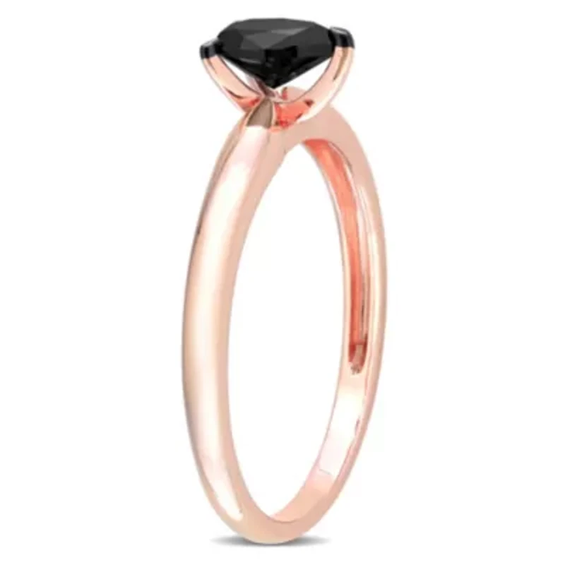 1/2 ct. t.w. Black Diamond Solitaire Engagement Ring 14K Rose Gold with Rhodium Plated