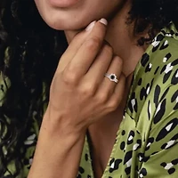 1 ct. t.w. Black and White Diamond Bridal Ring 14K Gold with Rhodium Plated