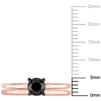 2 ct. t.w. Black Diamond Engagement Ring Set 14K Rose Gold with Rhodium Plated