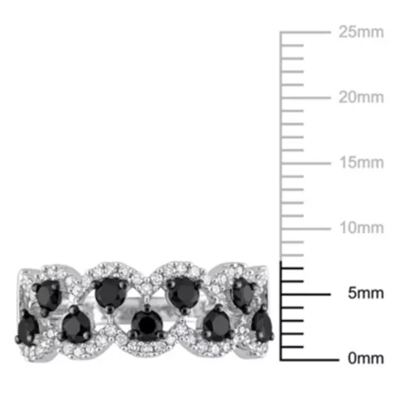 1 ct. t.w. Black and White Diamond Anniversary Ring 10K Gold with Rhodium Plated