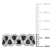 1 ct. t.w. Black and White Diamond Anniversary Ring 10K Gold with Rhodium Plated