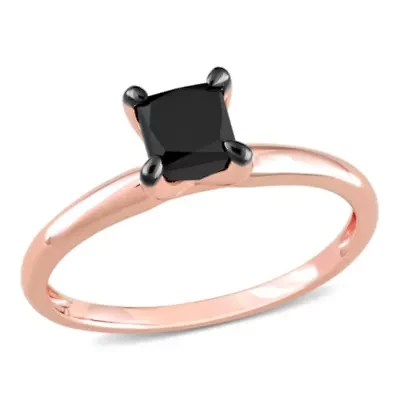 1 ct. t.w. Black Diamond Engagement Ring 10K Rose Gold with Rhodium Plated