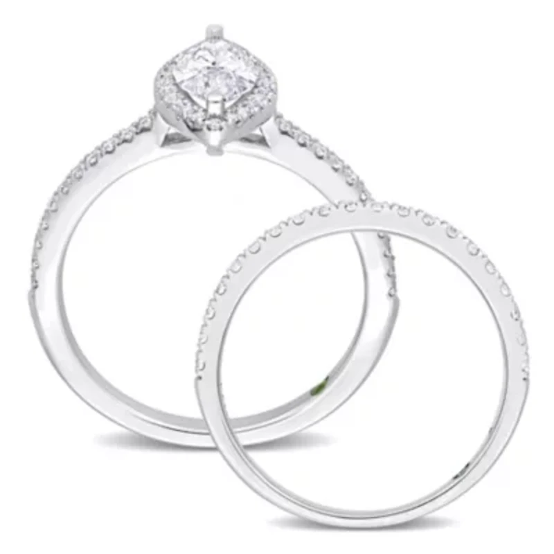 1.84 ct. t.w. Lab Grown Diamond 1/20 Ct t.g.w. Tsavorite Engagement Ring Set 14K White Gold