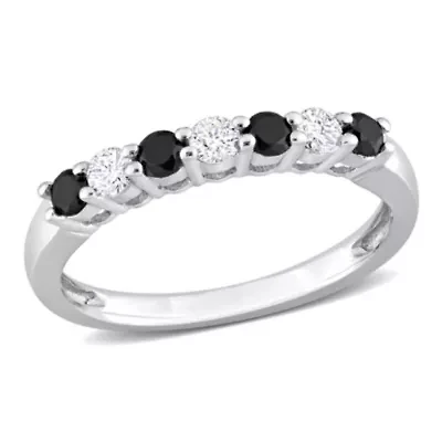 1/2 ct. t.w. Black and White Diamond Seven-Stone Ring 14K Gold