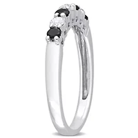 1/2 ct. t.w. Black and White Diamond Seven-Stone Ring 14K Gold