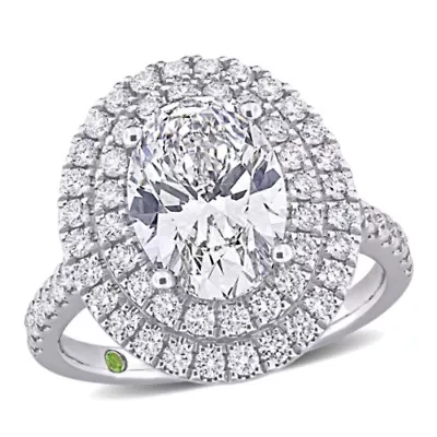 ct. t.w. Lab Grown Diamond and Tsavorite Engagement Ring 14K White Gold