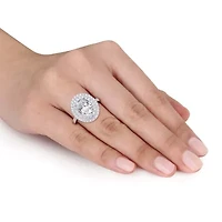 ct. t.w. Lab Grown Diamond and Tsavorite Engagement Ring 14K White Gold