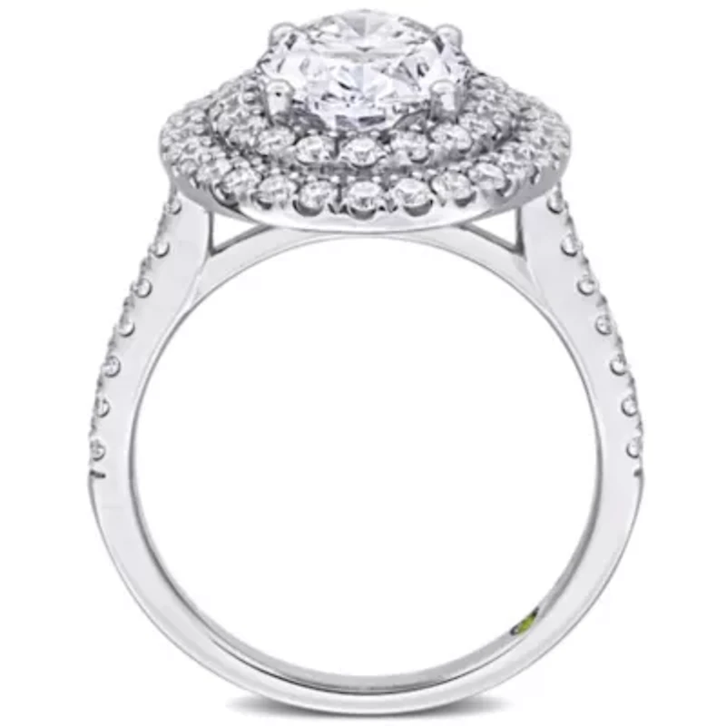 ct. t.w. Lab Grown Diamond and Tsavorite Engagement Ring 14K White Gold
