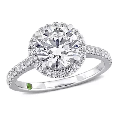 2.40 ct. t.w. Lab Grown Diamond and Tsavorite Engagement Ring 14K White Gold