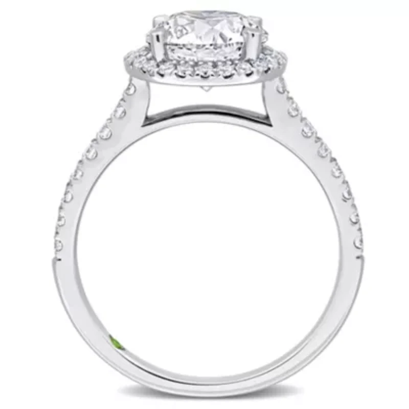 ct. t.w. Lab Grown Diamond and Tsavorite Engagement Ring 14K White Gold