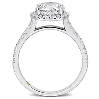 ct. t.w. Lab Grown Diamond and Tsavorite Engagement Ring 14K White Gold