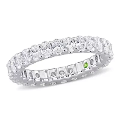2.24 ct. t.w. Lab Grown Diamond and Tsavorite Eternity Ring 14K White Gold
