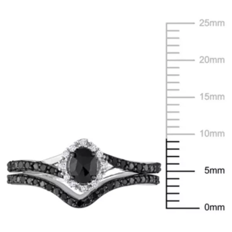 1/2 ct. t.w. Black and White Diamond Bridal Ring Set 10K Gold with Rhodium Plated