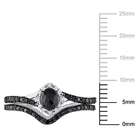 1/2 ct. t.w. Black and White Diamond Bridal Ring Set 10K Gold with Rhodium Plated