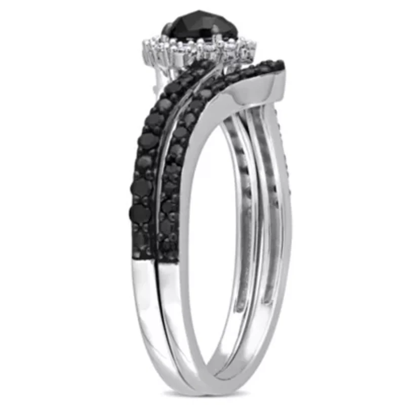 1/2 ct. t.w. Black and White Diamond Bridal Ring Set 10K Gold with Rhodium Plated