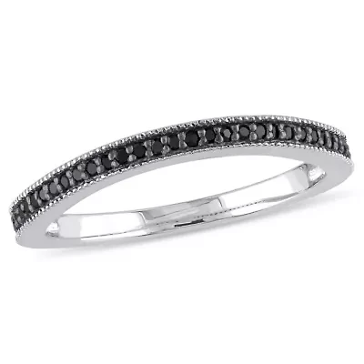 1/7 ct. t.w. Black Diamond Anniversary Band Sterling Silver with Rhodium Plated