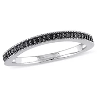 1/7 ct. t.w. Black Diamond Anniversary Band Sterling Silver with Rhodium Plated