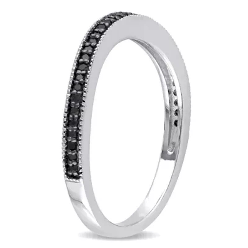 1/7 ct. t.w. Black Diamond Anniversary Band Sterling Silver with Rhodium Plated