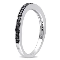 1/7 ct. t.w. Black Diamond Anniversary Band Sterling Silver with Rhodium Plated