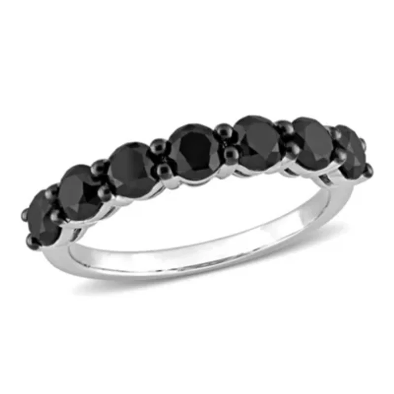 1.75 ct. t.w. Black Diamond Semi-Eternity Ring 10K White Gold with Rhodium Plated