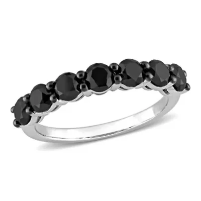 1.75 ct. t.w. Black Diamond Semi-Eternity Ring 10K White Gold with Rhodium Plated