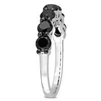 1.75 ct. t.w. Black Diamond Semi-Eternity Ring 10K White Gold with Rhodium Plated
