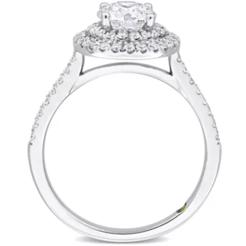 ct. t.w. Lab Grown Diamond and Tsavorite Engagement Ring 14K White Gold