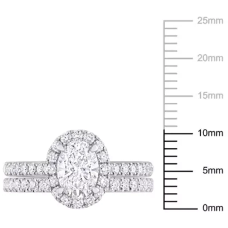 1.78 ct. T.w. Lab Grown Diamond and Tsavorite Engagement Ring Set 14K White Gold