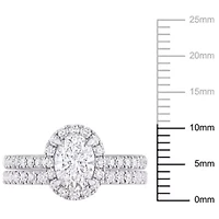 1.78 ct. T.w. Lab Grown Diamond and Tsavorite Engagement Ring Set 14K White Gold
