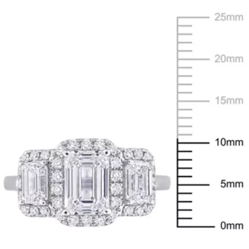 3 ct. t.w. Lab Grown Diamond and Tsavorite Engagement Ring 14K White Gold