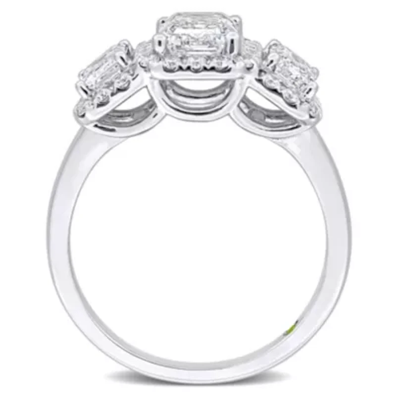 3 ct. t.w. Lab Grown Diamond and Tsavorite Engagement Ring 14K White Gold