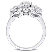 3 ct. t.w. Lab Grown Diamond and Tsavorite Engagement Ring 14K White Gold