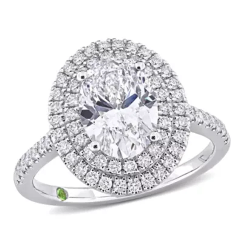 2.52 ct. t.w. Lab Grown Diamond and Tsavorite Fashion Ring 14K White Gold
