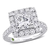4.3 ct. t.w. Lab Grown Diamond and Tsavorite Engagement Ring 14K White Gold